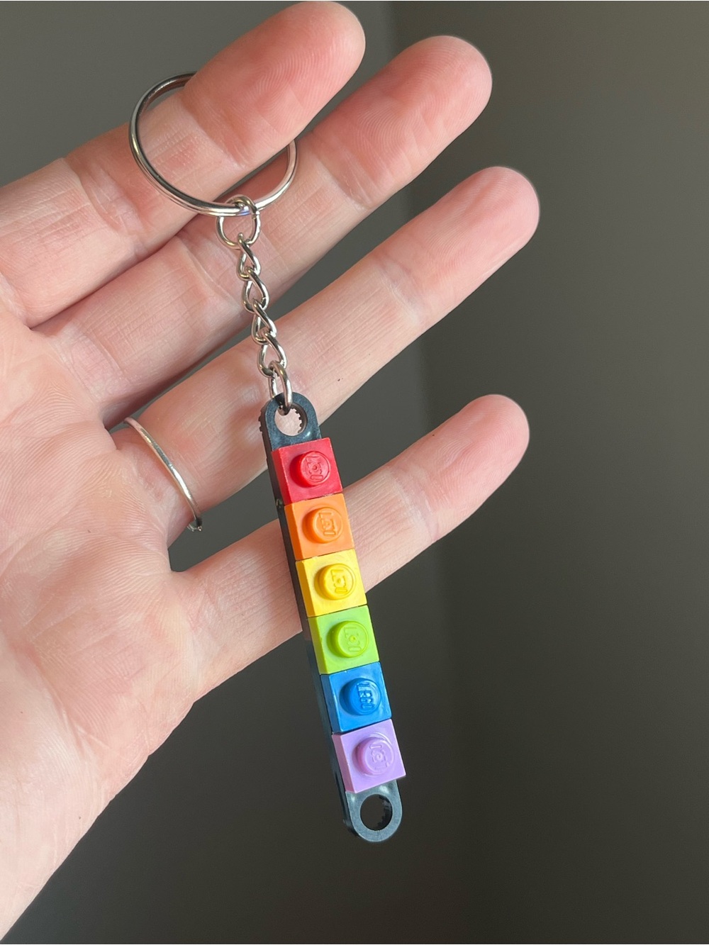 Lego Rainbow Building Block Keychain - Handmade